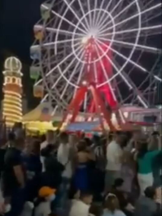 Crowds at Luna Park Sydney New Years Eve 2021. Picture: 9News