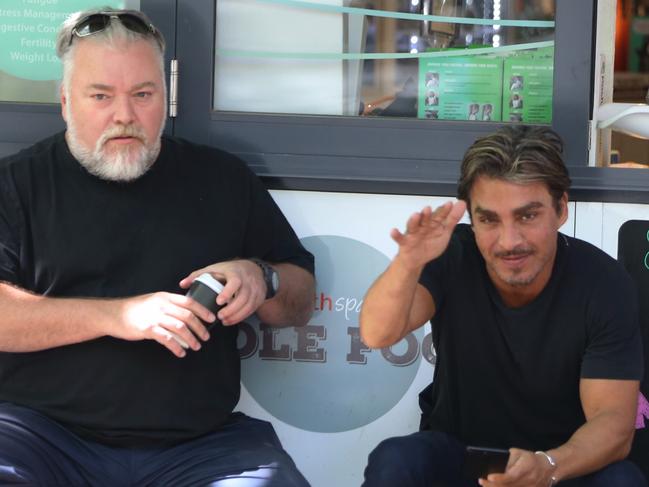 Kyle Sandilands and John Ibrahim outside the Uilveto Cafe on Bayswater Rd, Kings Cross