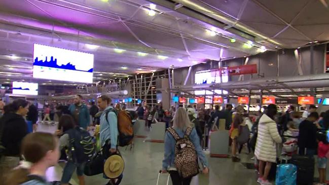Crowds descended on Sydney Airport during the morning. Picture: Today