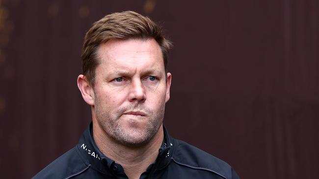 MELBOURNE, AUSTRALIA - JUNE 01: Sam Mitchell, Senior Coach of the Hawks walks out onto the field during the round 12 AFL match between Hawthorn Hawks and Adelaide Crows at Melbourne Cricket Ground, on June 01, 2024, in Melbourne, Australia. (Photo by Quinn Rooney/Getty Images)