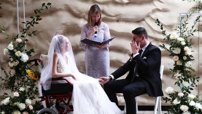 Gold Coast Girls in Business Facebook page pulled a wedding together for the late Gold Coast melanoma campaigner Ashleigh Simrajh and fiance Jason Hale in just two weeks. Photograph: Jason O'Brien