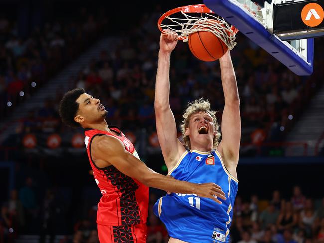 NBA scouts are high on Rocco Zikarsky, despite limited opportunity in the NBL. Picture: Getty Images