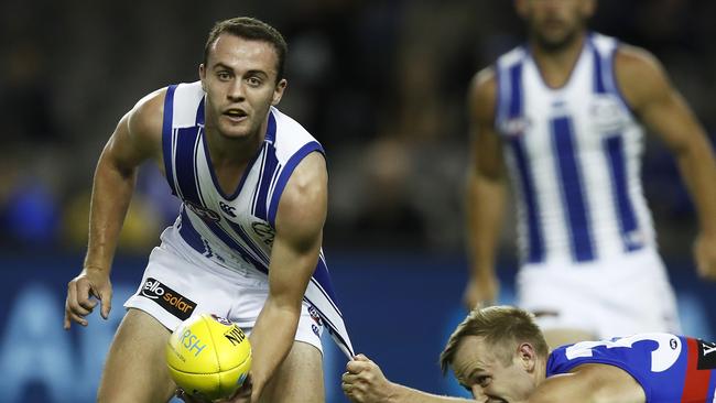 Jack Mahony playing his second AFL game against the Bulldogs last weekend. Picture: Getty Images