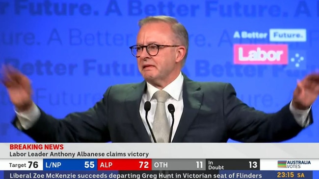 Albo choked up as he claims victory.