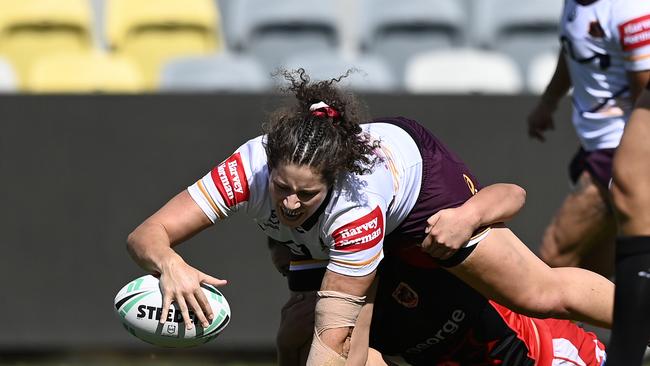 Chelsea Lenarduzzi scored a brilliant try in the second half as the Broncos flexed their muscles on the eve of the finals. Picture: Ian Hitchcock/Getty Images