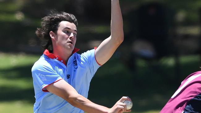 NSW Metro bowler Luke Callanan during the grand final at Karen Rolton Oval 22 December, 2022, Cricket Australia U19 Male National Championships 2022-23.Picture: Cricket Australia.