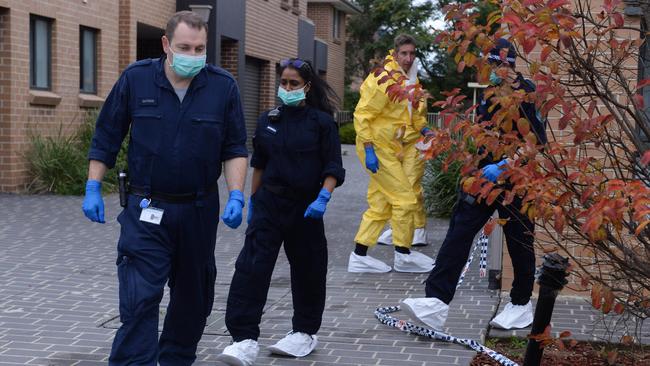 Police attend the home where a woman was killed on Wednesday night. Picture: Jeremy Piper.