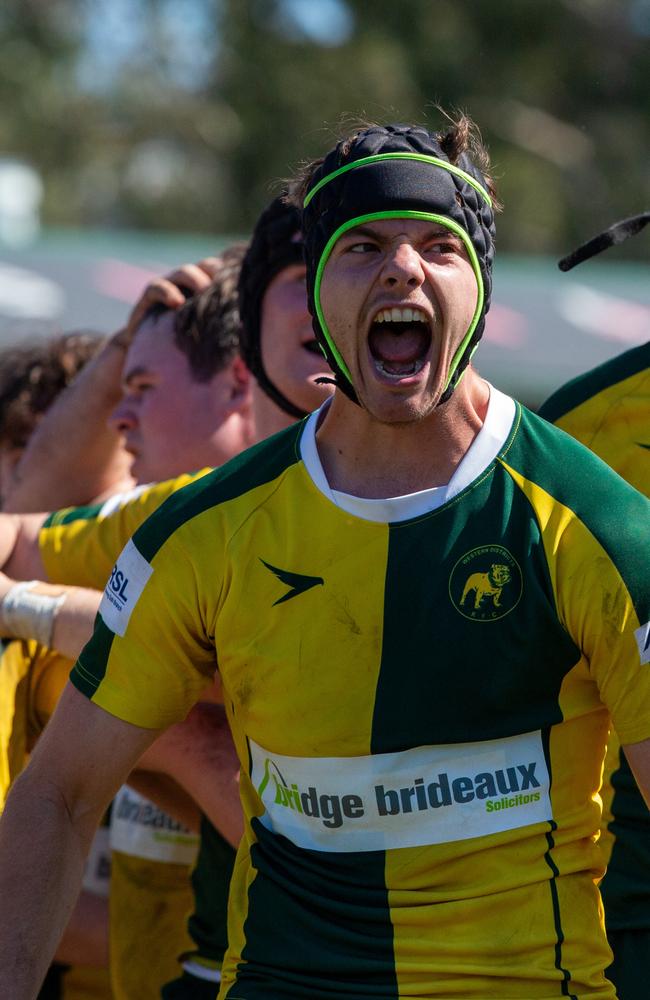 Ben Mooney celebrates Wests making it through to the Colts 1 final. Photo credit: QRU Media/ Anthony Wingard.