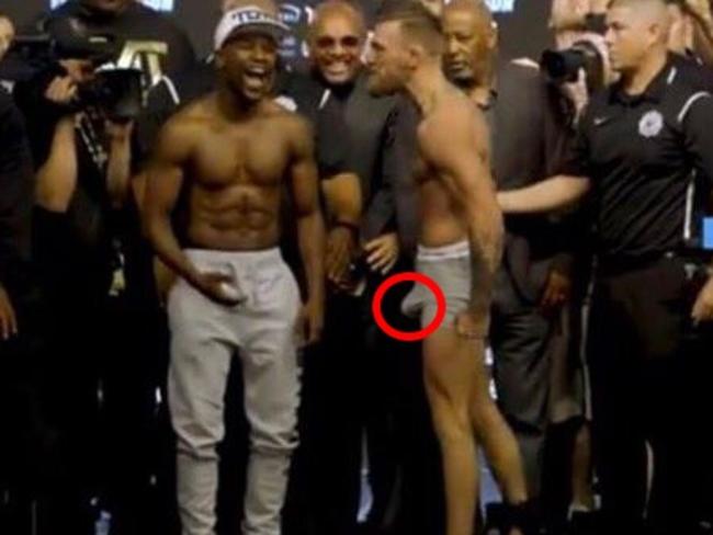 Conor McGregor excited at the weigh-in.