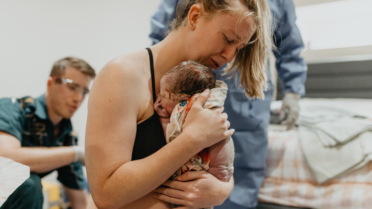 Madison and Brodie Philips thank paramedics after surprise baby