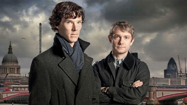 Benedict Cumberbatch and Martin Freeman in <i>Sherlock</i>.