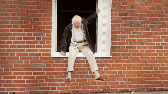 Scene from Swedish film The 100 Year Old Man Who Climbed Out the Window and Disappeared