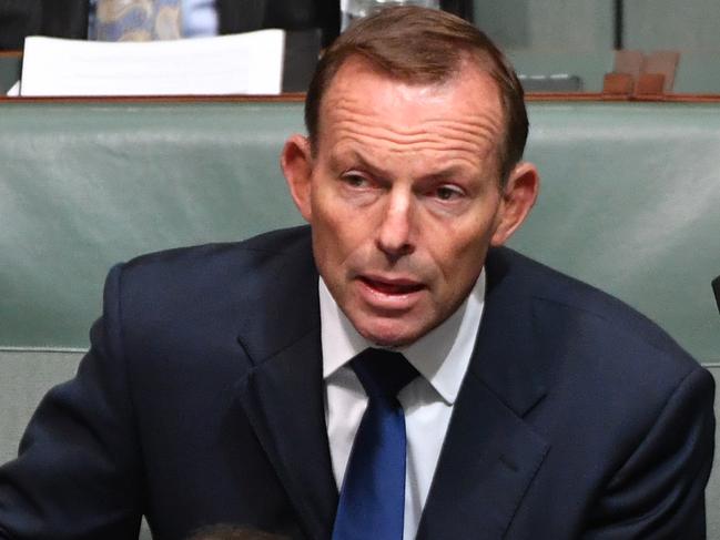 Former prime minister Tony Abbott during Question Time in House of Representatives at Parliament House in Canberra, Thursday, June 1, 2017. (AAP Image/Mick Tsikas) NO ARCHIVING