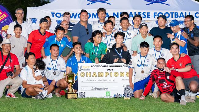 Gurkha FC celebrate winning the 2024 Khukuri Cup. Picture: Amir Babu Malla