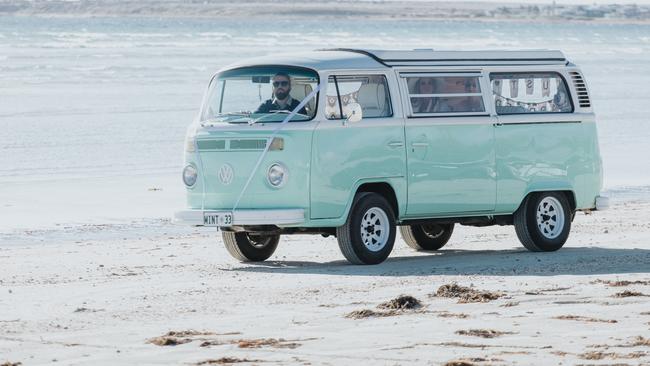 A Little Vintage Dream donated its Kombi for the wedding. Picture: Dan Glasgow