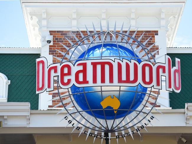 Signage is seen outside  the Dreamworld Theme Park on the Gold Coast, Thursday, Oct. 26, 2016. Four adults, two men and two women, died yesterday when the park's Thunder River Rapids ride malfunctioned on Tuesday. (AAP Image/Dave Hunt) NO ARCHIVING