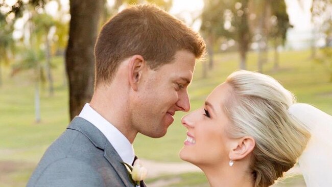 Matt Conwell with his wife Ashleigh, who is pregnant with triplets.