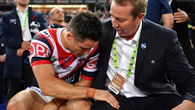 Roosters coach Trent Robinson knew what Cronk was carrying. (NRL)