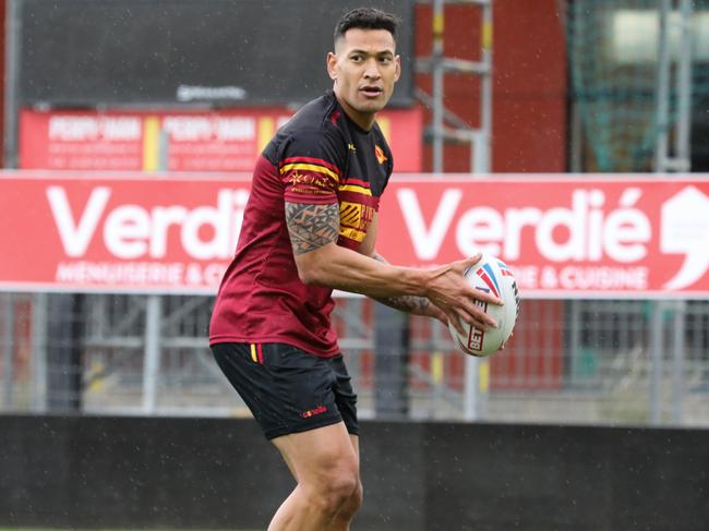 Folau training for the first time with Catalan Dragons on Wednesday. Picture: Catalan Dragons