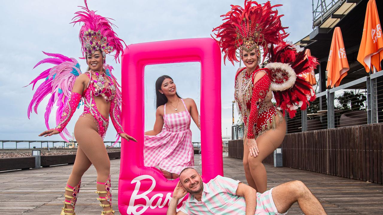 Melanie Eniego, Trisha Fetalino, Stacey Anderson and Carmine Porricelli as Wharf One Food &amp; Wine are gearing up for their Barbie themed New Year's Eve party. Picture: Pema Tamang Pakhrin