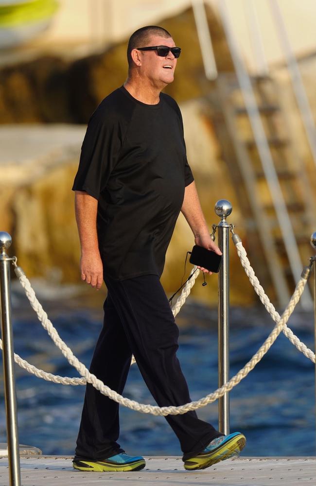 The Australian billionaire was seen heading back to his yacht after a jog around the coast. Picture: Backgrid