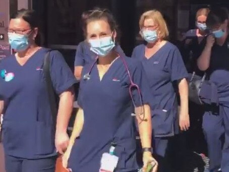 Blacktown Hospital nurses walk off the job.