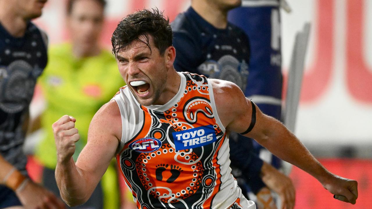 Giants speedster Brent Daniels will have to get through a full training session on Thursday to be picked to face the Hawks at Giants Stadium on Saturday. Picture: Morgan Hancock / Getty Images