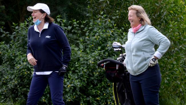 Golfers at Brighton Public Golf Course ignore the mandatory wearing of face masks order. Picture: Andrew Henshaw