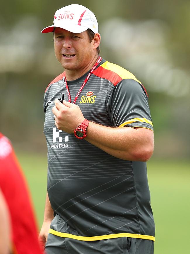 New Gold Coast coach Stuart Dew at training.