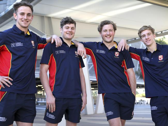 Four South Australians named in under-18 All Australian squad after the tournament finished yesterday. (LtoR) Jackson Mead, Harry Schoenberg, Will Gould, and Dylan Stephens. 4 July 2019. Picture Dean Martin