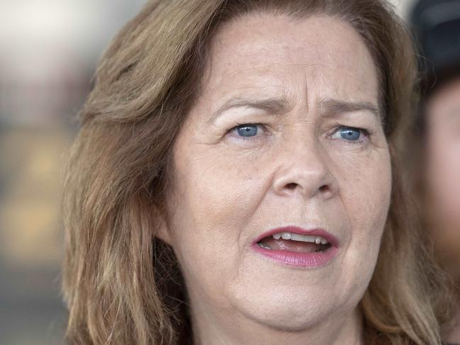 25th January 2019.ACTU president Michele O'Neil speaking to media at the Brisbane International airport with sacked crew members of the BHP vessel MV Mariloula.Photo: Glenn Hunt / The Australian