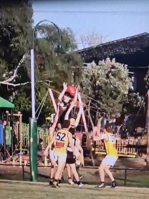 Glen Eira’s Andrew Barrett takes a spectacular grab.