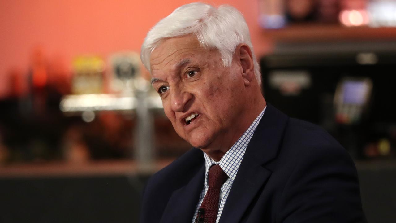 Bob Katter regaled the crowd with a long and pointless tale, before remembering where he was and leading back to his bold plan to arm Australia’s boys. Picture: NIGEL HALLETT