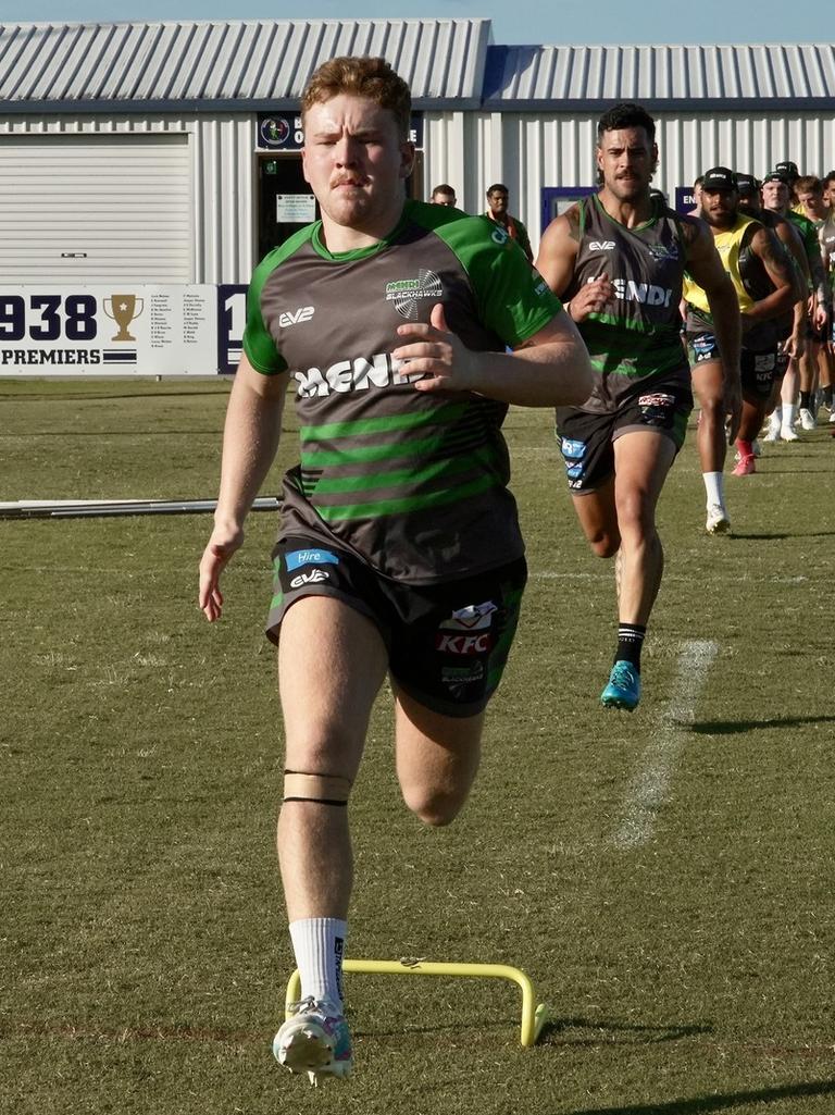 English Blackhawks recruit Alfie Mather during the 2025 Queensland Cup pre-season. Picture: Nathan Ferguson / Blackhawks Media