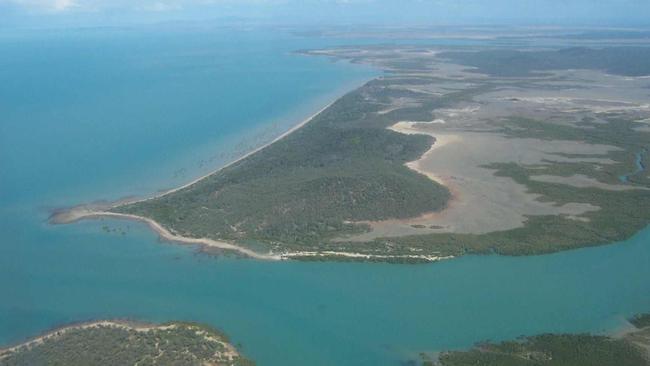 Aerial view of island for sale, Clairview Island, off the Capricorn Coast, Queensland.