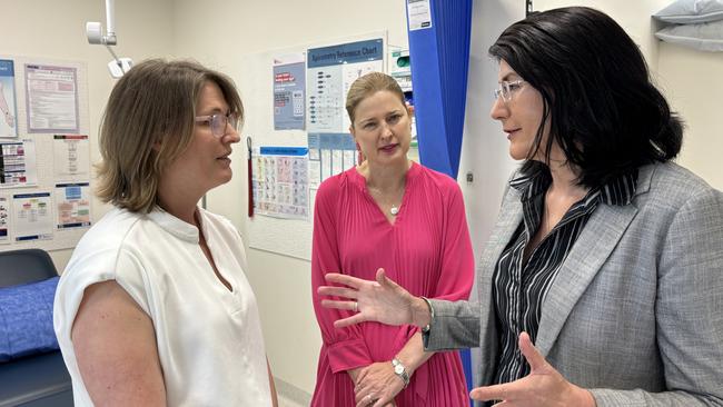 Glebe Hill Family Practice Director Alice Frampton, Federal Franklin Member Julie Collins and Tasmanian Health Minister Jacquie Petrusma. Picture: Simon McGuire.