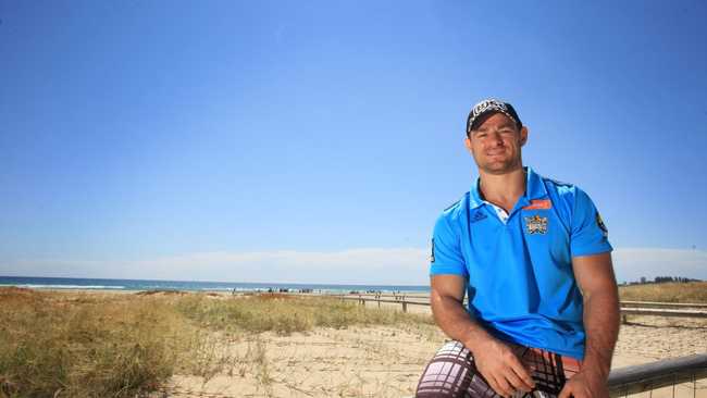 Mark Minichiello on the beach at North Kirra. . Picture: Blainey Woodham