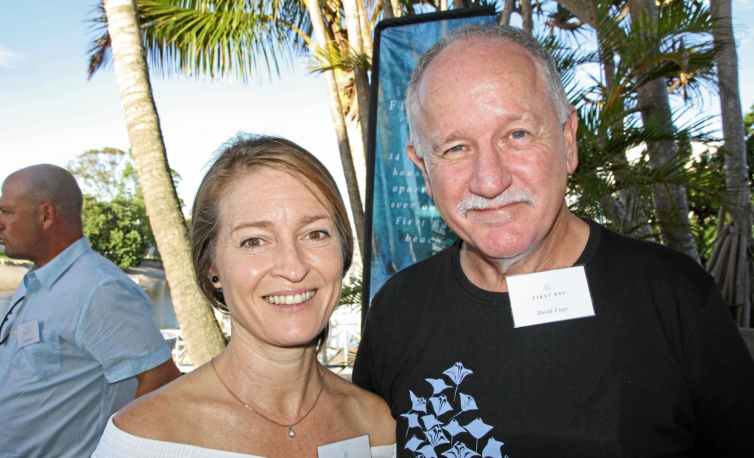 Vicki and David Fuge at Mooloolaba to celebrate the launch of the luxury First Bay Coolum development. Picture: Erle Levey