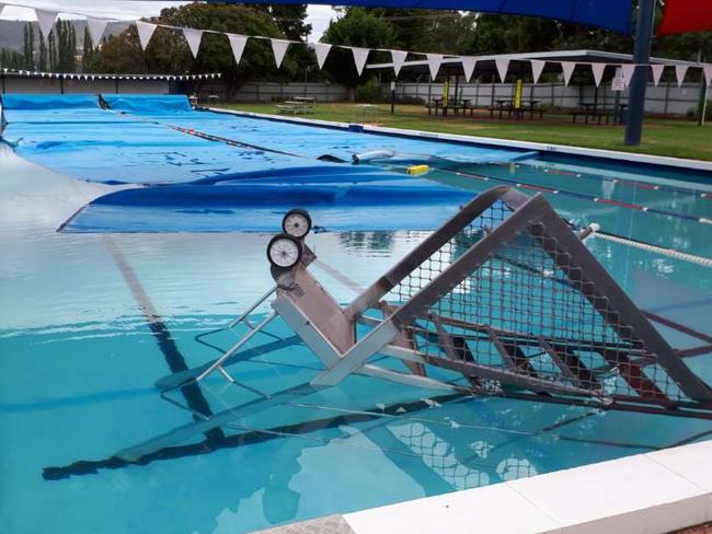 Vandalism at the Huonville pool SUPPLIED