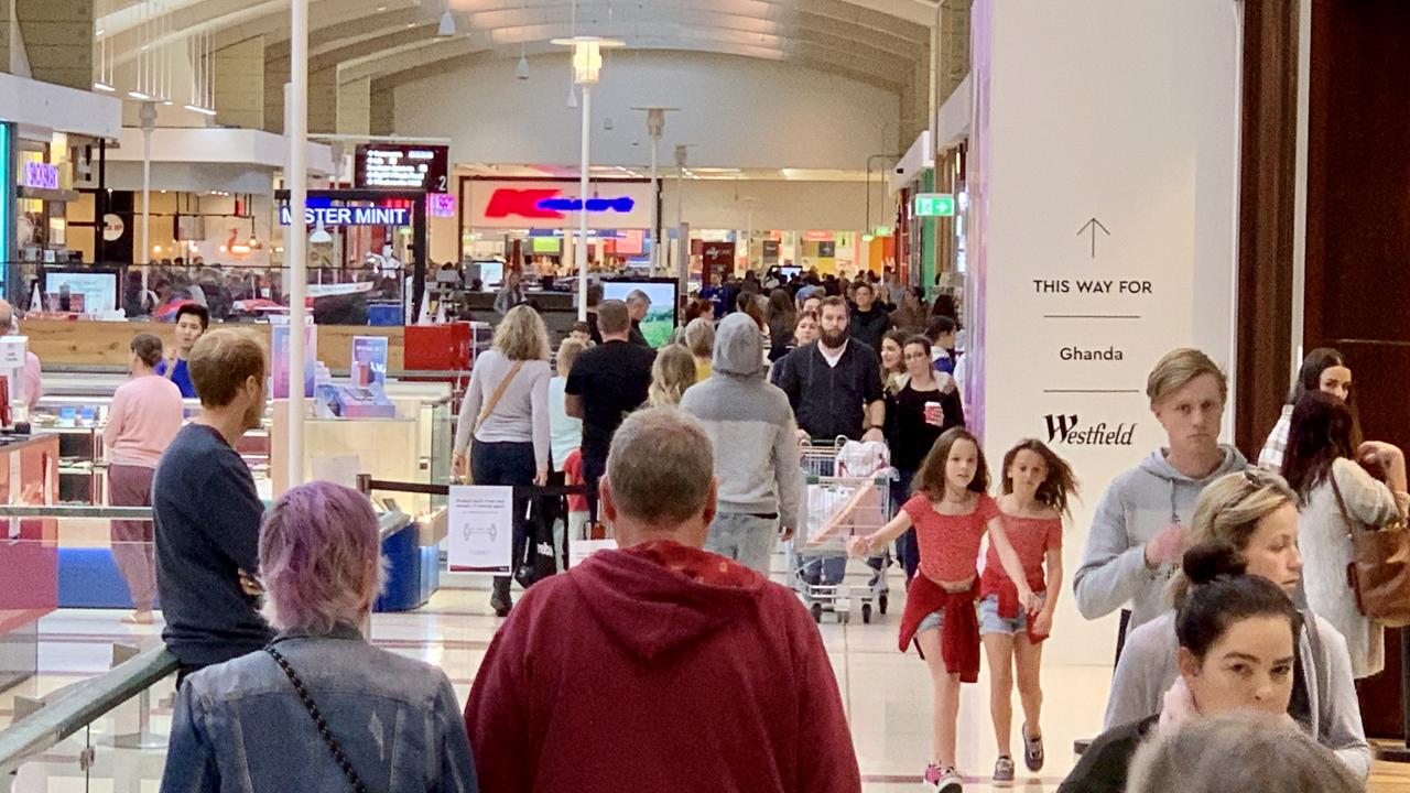 With lockdown restrictions easing, big crowds are now forming in shopping centres. Picture: Mark Brake