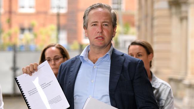 Ben Cannon at Queensland Parliament House. He was part of a victims of crime group lobbying the government for tougher laws to deal with youth crime. Picture: NCA NewsWire / Dan Peled