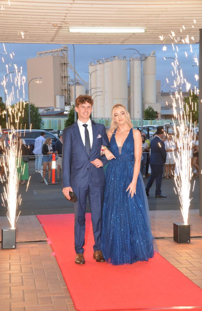 Toowoomba school formals. At the 2023 St Ursula's College formal is graduate Emily Matthews-Swadling with her partner. Picture: Rhylea Millar