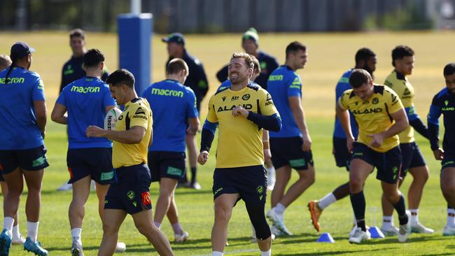 The Eels hit the training paddock on Tuesday to get ready for their next game against the Titans. Picture: Jonathan Ng