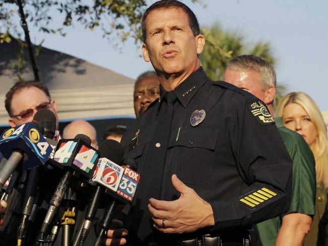 Orlando Police Chief John Mina describes the details of the fatal shooting at the Pulse nightclub during a media briefing in Orlando, Florida.