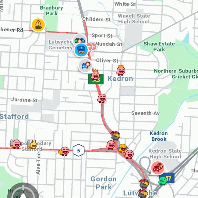 Major traffic delays on Gympie Road after crash. Picture: Waze App