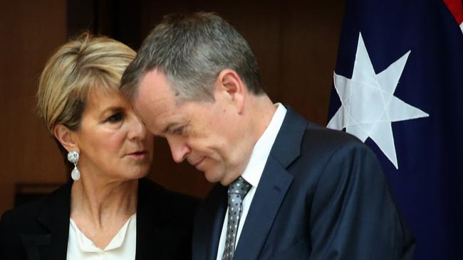 Opposition leader Bill Shorten, right, won’t rule out Julie Bishop as Australia’s ambassador to the US.