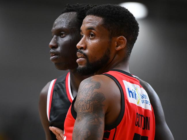 GOLD COAST, AUSTRALIA - SEPTEMBER 10: Bryce Cotton of the Wildcats looks on during the 2024 NBL Blitz match between Illawarra Hawks and Perth Wildcats at Gold Coast Sports and Leisure Centre on September 10, 2024 in Gold Coast, Australia. (Photo by Matt Roberts/Getty Images)