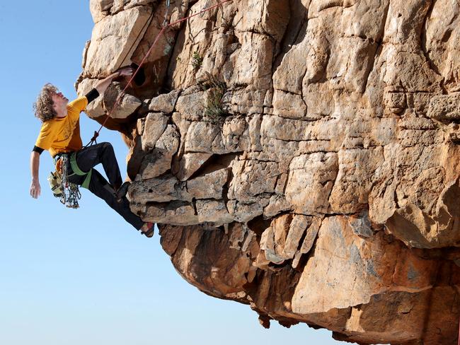 26/06/2019 Climber John Fischer on Castle Crag at Mt Arapiles Victoria. Picture: David Geraghty / The Australian.