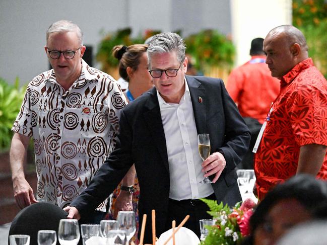 Anthony Albanese sat next to UK Prime Minister Sir Keir Starmer at the welcome reception. Picture: AFP