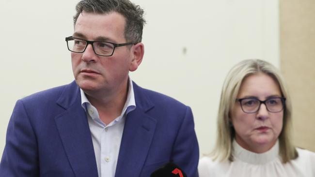 MELBOURNE, AUSTRALIA - NewsWire Photos, DECEMBER 2, 2022. Premier Daniel Andrews and deputy Premier Jacinta Allan speak after Labor Members of Parliament hold a meeting days after being voted back into government. Picture: NCA NewsWire / David Crosling